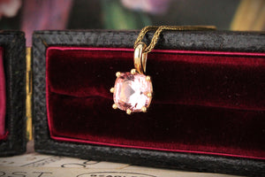 CUSHION CUT 2.40ct PINK TOURMALINE PENDANT 10ct GOLD
