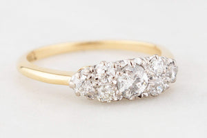 ANTIQUE EDWARDIAN c1900 .75ct SEVEN STONE DIAMOND RING 18ct GOLD & PALLADIUM