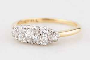 ANTIQUE EDWARDIAN c1900 .75ct SEVEN STONE DIAMOND RING 18ct GOLD & PALLADIUM