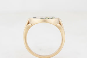 CUSTOM SAPPHIRE & DIAMOND ‘SCATTERED PEBBLES’ SIGNET RING 9ct GOLD