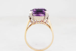 VINTAGE 12.50ct AMETHYST & DIAMOND COCKTAIL RING 18ct GOLD