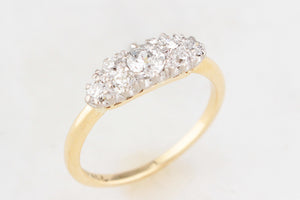 ANTIQUE EDWARDIAN c1900 .75ct SEVEN STONE DIAMOND RING 18ct GOLD & PALLADIUM
