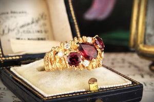 MID-CENTURY TOURMALINE & DIAMOND RING 18ct GOLD