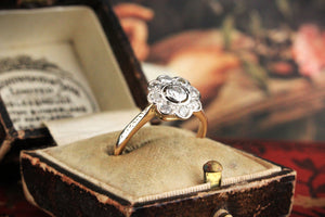 ANTIQUE ART DECO DIAMOND DAISY RING 18ct GOLD
