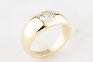 CUSTOM .84ct OLD MINE CUT DIAMOND DOME RING 14ct GOLD
