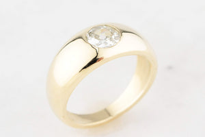 CUSTOM .84ct OLD MINE CUT DIAMOND DOME RING 14ct GOLD