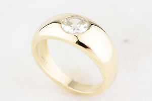 CUSTOM .84ct OLD MINE CUT DIAMOND DOME RING 14ct GOLD