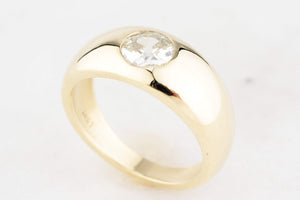 CUSTOM .84ct OLD MINE CUT DIAMOND DOME RING 14ct GOLD