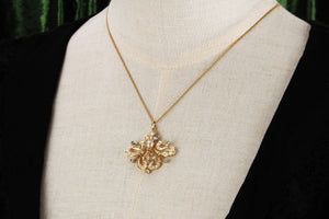 ANTIQUE AUSTRALIAN c1900 DIAMOND & PEARL PENDANT 15ct GOLD