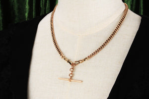 ANTIQUE 38.92g DOUBLE ALBERT FOB CHAIN 9ct GOLD