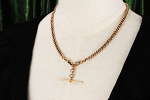 ANTIQUE 38.92g DOUBLE ALBERT FOB CHAIN 9ct GOLD