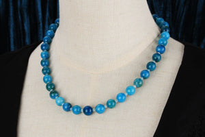 ‘JADE’ & AQUAMARINE BEAD NECKLACE 14ct GOLD