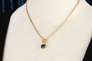 CUSHION CUT 2.40ct GREEN TOURMALINE PENDANT 10ct GOLD
