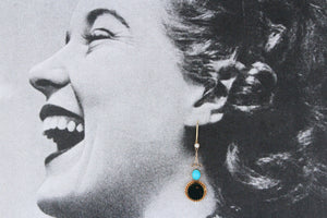 ANTIQUE PEARL TURQUOISE & BLOODSTONE EARRINGS 9ct GOLD