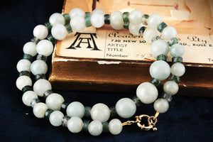 BESPOKE JADE & MOSS AGATE NECKLACE 9ct GOLD