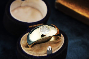 CUSTOM .84ct OLD MINE CUT DIAMOND DOME RING 14ct GOLD