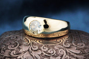CUSTOM .84ct OLD MINE CUT DIAMOND DOME RING 14ct GOLD