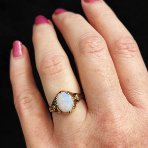 VINTAGE SOLID OPAL RING 9ct GOLD