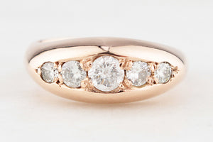 ANTIQUE .86ct FIVE STONE DIAMOND RING 18ct GOLD