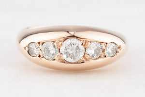 ANTIQUE .86ct FIVE STONE DIAMOND RING 18ct GOLD