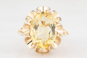 MID-CENTURY 1972 5ct CITRINE COCKTAIL RING 9ct GOLD