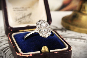 ANTIQUE 1.07ct DIAMOND CLUSTER RING 18ct GOLD