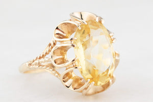 MID-CENTURY 1972 5ct CITRINE COCKTAIL RING 9ct GOLD