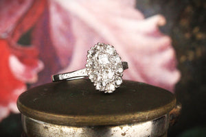ANTIQUE 1.07ct DIAMOND CLUSTER RING 18ct GOLD