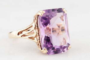 MID-CENTURY 1967 6.70ct AMETHYST COCKTAIL RING 9ct GOLD