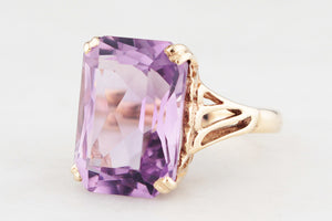MID-CENTURY 1967 6.70ct AMETHYST COCKTAIL RING 9ct GOLD
