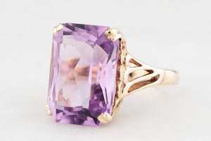MID-CENTURY 1967 6.70ct AMETHYST COCKTAIL RING 9ct GOLD