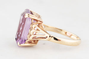 MID-CENTURY 1967 6.70ct AMETHYST COCKTAIL RING 9ct GOLD