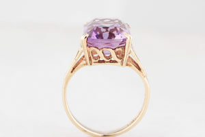 MID-CENTURY 1967 6.70ct AMETHYST COCKTAIL RING 9ct GOLD