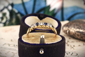 ANTIQUE SAPPHIRE & DIAMOND RING 18ct GOLD & PLATINUM
