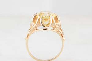 MID-CENTURY 1972 5ct CITRINE COCKTAIL RING 9ct GOLD