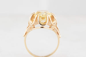 MID-CENTURY 1972 5ct CITRINE COCKTAIL RING 9ct GOLD