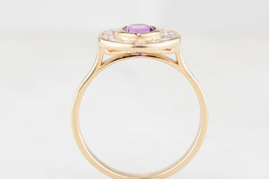 PINK SAPPHIRE & DIAMOND HALO RING 14ct GOLD