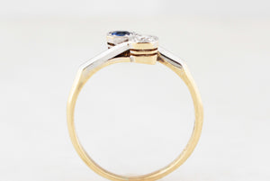 ANTIQUE SAPPHIRE & DIAMOND TOI ET MOI RING 18ct GOLD & PLATINUM