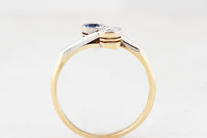 ANTIQUE SAPPHIRE & DIAMOND TOI ET MOI RING 18ct GOLD & PLATINUM