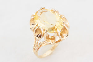 MID-CENTURY 1972 5ct CITRINE COCKTAIL RING 9ct GOLD