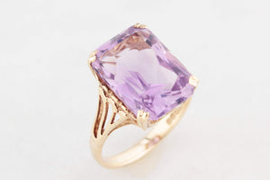 MID-CENTURY 1967 6.70ct AMETHYST COCKTAIL RING 9ct GOLD