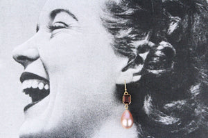 BESPOKE GARNET & PINK BAROQUE PEARL EARRINGS 9ct GOLD