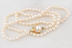VINTAGE PEARL STRAND DIAMOND CLASP 14ct GOLD