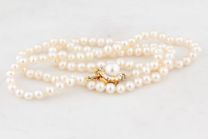 VINTAGE PEARL STRAND DIAMOND CLASP 14ct GOLD