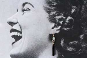 BESPOKE OPAL DIAMOND & ONYX EARRINGS 9ct GOLD