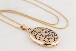 VINTAGE ENAMEL LOCKET 9ct GOLD