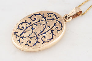 VINTAGE ENAMEL LOCKET 9ct GOLD