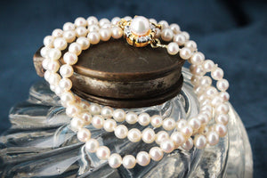 VINTAGE PEARL STRAND DIAMOND CLASP 14ct GOLD
