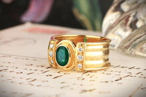 VINTAGE EMERALD & DIAMOND RING 18ct GOLD