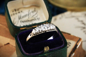 ANTIQUE EDWARDIAN FIVE STONE DIAMOND RING 18ct GOLD